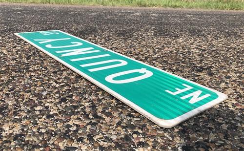 Quincy St Street Sign, Vintage Green Road Sign, 36x9 Metal Wall Sign, Garage