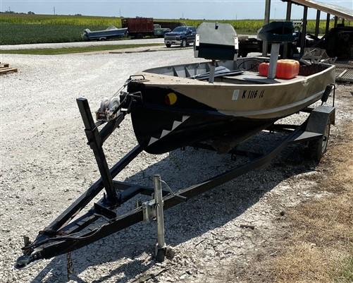 14'-6" Aluminum Boat with Trailer, Fishing Boat, Trailer Titled, Water Sports