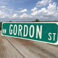 Gordon St Street Sign, Vintage Green Road Sign 36x9 Metal Wall Sign Garage Art B