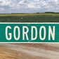 Gordon St Street Sign, Vintage Green Road Sign 36x9 Metal Wall Sign Garage Art B