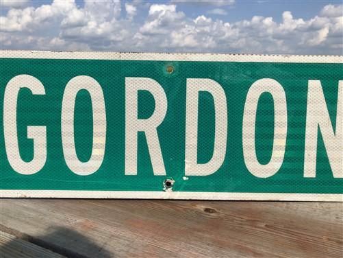 Gordon St Street Sign, Vintage Green Road Sign 36x9 Metal Wall Sign Garage Art B