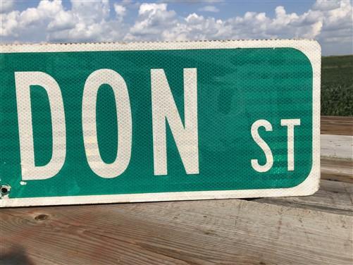 Gordon St Street Sign, Vintage Green Road Sign 36x9 Metal Wall Sign Garage Art B