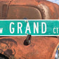 Grand Ct Street Sign, Vintage Green Road Sign, 36x9 Metal Wall Sign, Garage Art