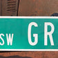 Grand Ct Street Sign, Vintage Green Road Sign, 36x9 Metal Wall Sign, Garage Art