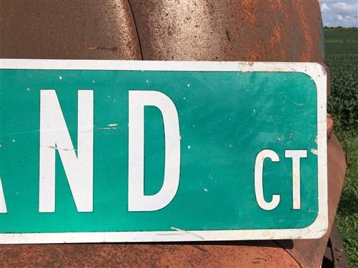 Grand Ct Street Sign, Vintage Green Road Sign, 36x9 Metal Wall Sign, Garage Art