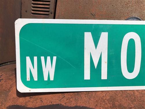 Morse Street Sign, Vintage Green Road Sign, 36x9 Metal Wall Sign, Garage Art A