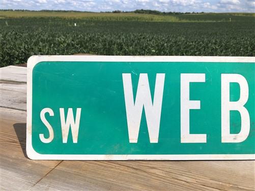 Webster Av Street Sign, Vintage Green Road Sign, 42x9 Metal Wall Sign, Garage