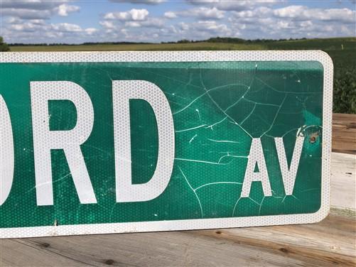 Medford Av Street Sign, Vintage Green Road Sign, 42x9 Metal Wall Sign Garage Art