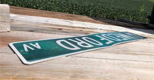 Medford Av Street Sign, Vintage Green Road Sign, 42x9 Metal Wall Sign Garage Art