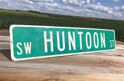 Huntoon St Street Sign, Vintage Green Road Sign, 42x9 Metal Wall Sign Garage A