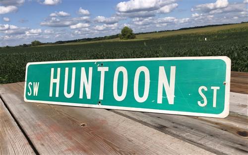 Huntoon St Street Sign, Vintage Green Road Sign, 42x9 Metal Wall Sign Garage A