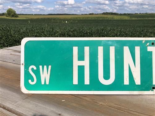 Huntoon St Street Sign, Vintage Green Road Sign, 42x9 Metal Wall Sign Garage A