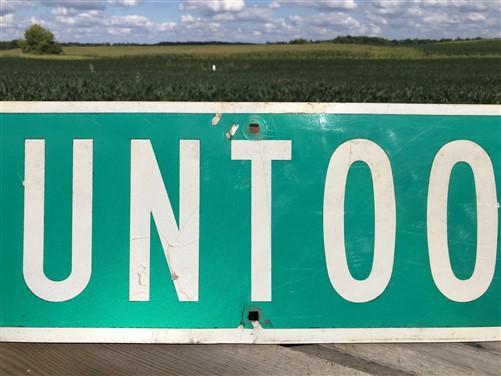 Huntoon St Street Sign, Vintage Green Road Sign, 42x9 Metal Wall Sign Garage A