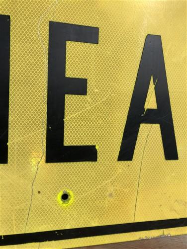 Ahead Reflective Yellow Street Sign, 30x18 Vintage Metal Road Sign, Garage Art