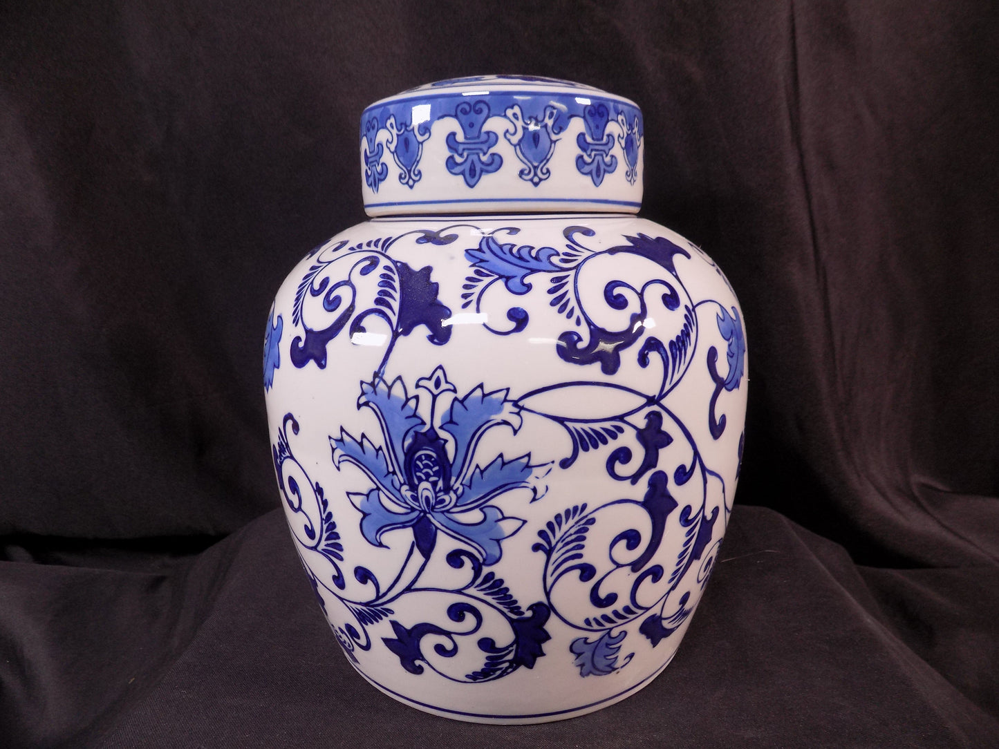 Blue & White Floral Ginger Jar, 9 Chinese Porcelain Decor, Asian Chinoiserie A5,