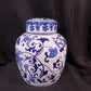 Blue & White Floral Ginger Jar, 9 Chinese Porcelain Decor, Asian Chinoiserie A5,