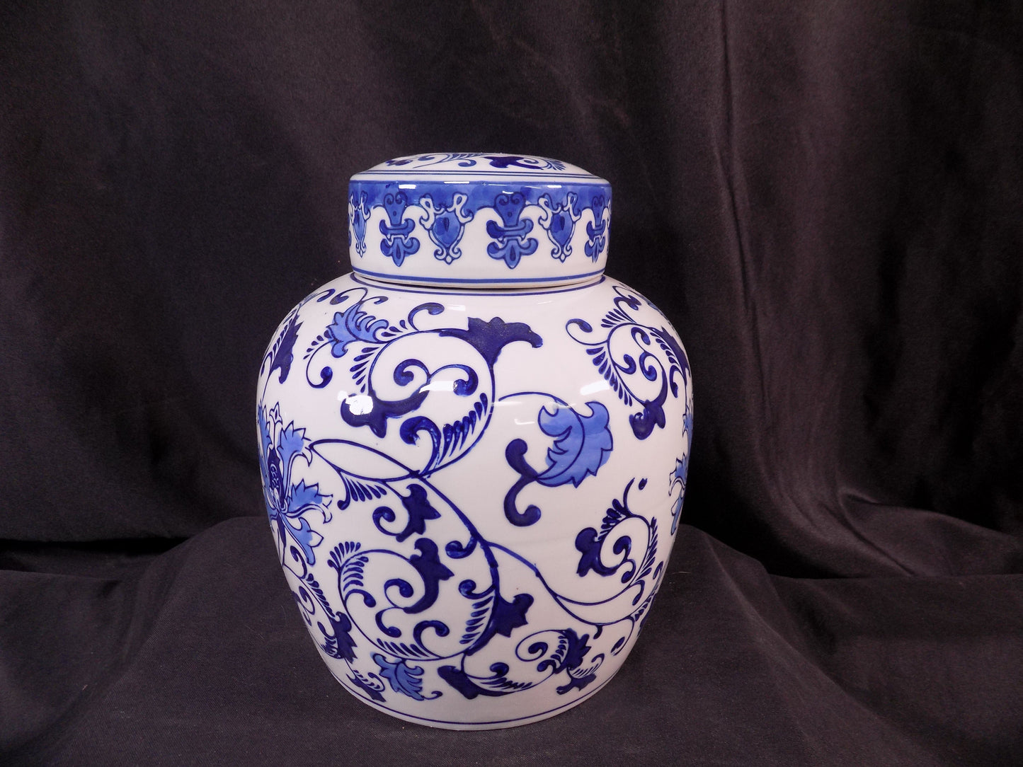 Blue & White Floral Ginger Jar, 9 Chinese Porcelain Decor, Asian Chinoiserie A5,