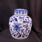 Blue & White Floral Ginger Jar, 9 Chinese Porcelain Decor, Asian Chinoiserie A5,