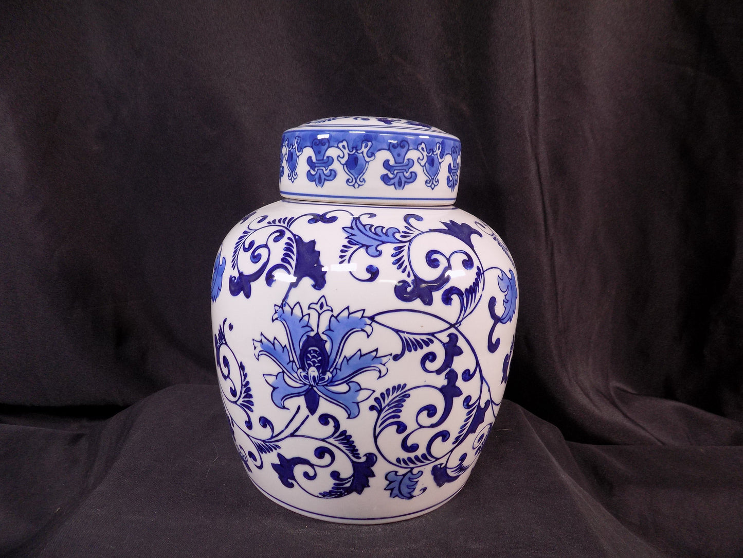 Blue & White Floral Ginger Jar, 9 Chinese Porcelain Decor, Asian Chinoiserie A5,