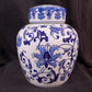 Blue & White Floral Ginger Jar, 9 Chinese Porcelain Decor, Asian Chinoiserie A5,