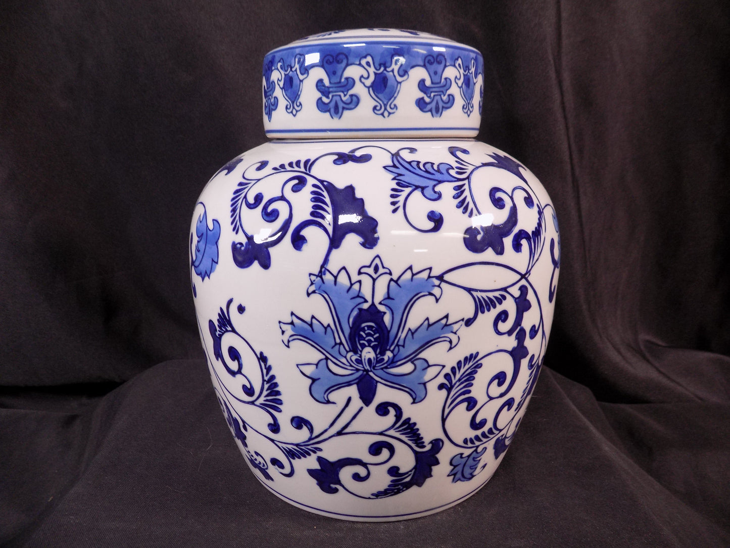 Blue & White Floral Ginger Jar, 9 Chinese Porcelain Decor, Asian Chinoiserie A5,