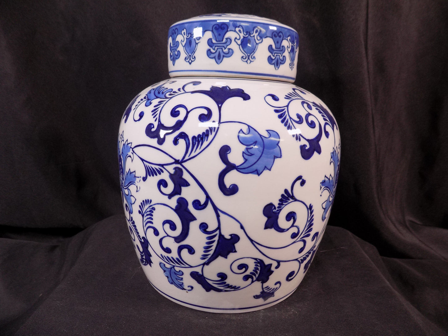 Blue & White Floral Ginger Jar, 9 Chinese Porcelain Decor, Asian Chinoiserie A5,