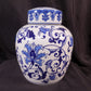 Blue & White Floral Ginger Jar, 9 Chinese Porcelain Decor, Asian Chinoiserie A5,