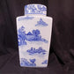 Square Blue Willow Ginger Jar, 12 Chinese Porcelain Decor, Asian Chinoiserie I,