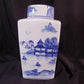 Square Blue Willow Ginger Jar, 12 Chinese Porcelain Decor, Asian Chinoiserie I,