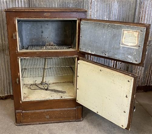 Vintage Oak Icebox Refrigerator, 2 Door Ice Chest, Primitive Kitchen Furniture A