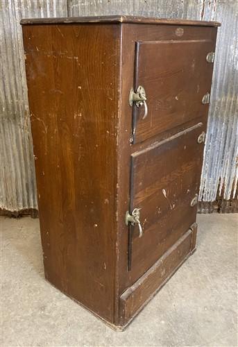 Vintage Oak Icebox Refrigerator, 2 Door Ice Chest, Primitive Kitchen Furniture A