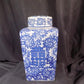 Square Double Happiness Ginger Jar, 12 Chinese Porcelain Decor, Chinoiserie V,