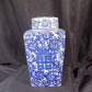 Square Double Happiness Ginger Jar, 12 Chinese Porcelain Decor, Chinoiserie V,