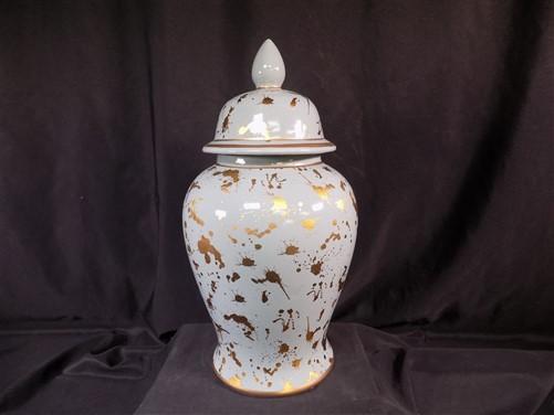Gold Leaf Temple Jar, 18 Chinese Porcelain Decor, Asian Chinoiserie A19