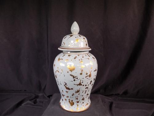 Gold Leaf Temple Jar, 18 Chinese Porcelain Decor, Asian Chinoiserie A19