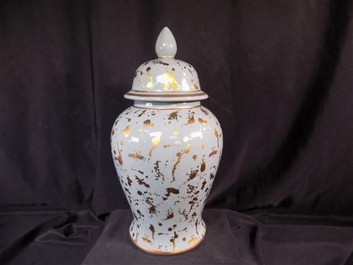 Gold Leaf Temple Jar, 18 Chinese Porcelain Decor, Asian Chinoiserie A19