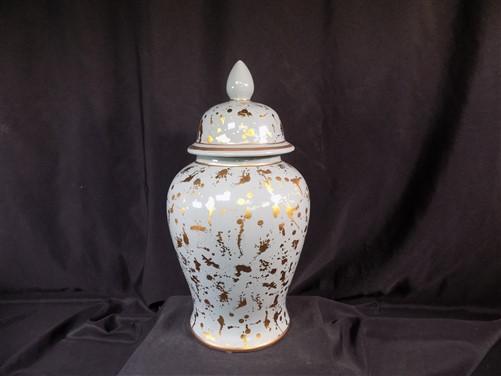 Gold Leaf Temple Jar, 18 Chinese Porcelain Decor, Asian Chinoiserie A19