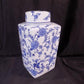 Square Blue & White Ginger Jar, 12 Chinese Porcelain Decor, Asian Chinoiserie C