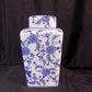 Square Blue & White Ginger Jar, 12 Chinese Porcelain Decor, Asian Chinoiserie C