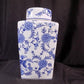 Square Blue & White Ginger Jar, 12 Chinese Porcelain Decor, Asian Chinoiserie C