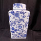 Square Blue & White Ginger Jar, 12 Chinese Porcelain Decor, Asian Chinoiserie C