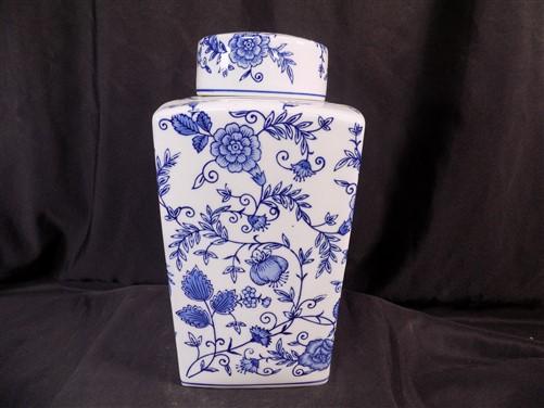 Square Blue & White Ginger Jar, 12 Chinese Porcelain Decor, Asian Chinoiserie C