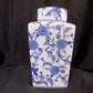 Square Blue & White Ginger Jar, 12 Chinese Porcelain Decor, Asian Chinoiserie C