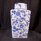 Square Blue & White Ginger Jar, 12 Chinese Porcelain Decor, Asian Chinoiserie C