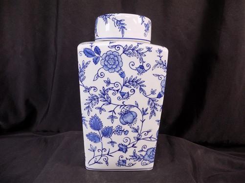 Square Blue & White Ginger Jar, 12 Chinese Porcelain Decor, Asian Chinoiserie C