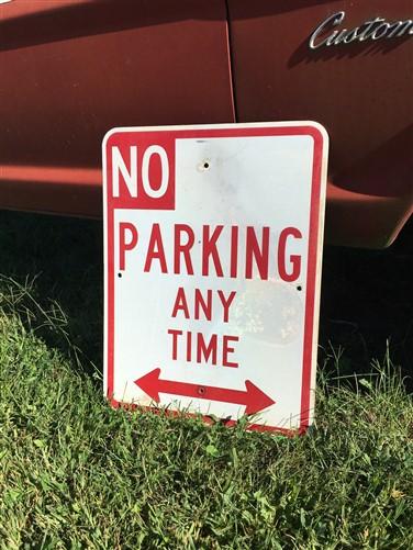 No Parking Any Time Street Sign, 24x18 Vintage Metal Road Sign, Garage Art, E