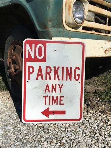 No Parking Any Time Street Sign, 24x18 Vintage Metal Road Sign, Garage Art, F