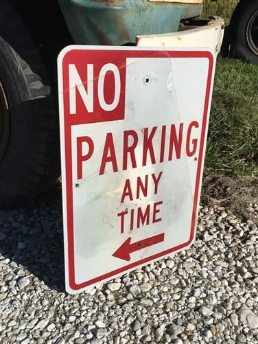 No Parking Any Time Street Sign, 24x18 Vintage Metal Road Sign, Garage Art, F