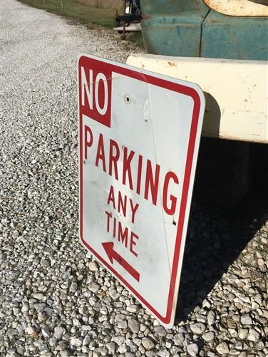 No Parking Any Time Street Sign, 24x18 Vintage Metal Road Sign, Garage Art, F