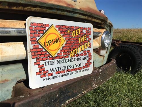 Neighborhood Watch Sign, 18x24 "Get the Attitude", Vintage Road Sign, A